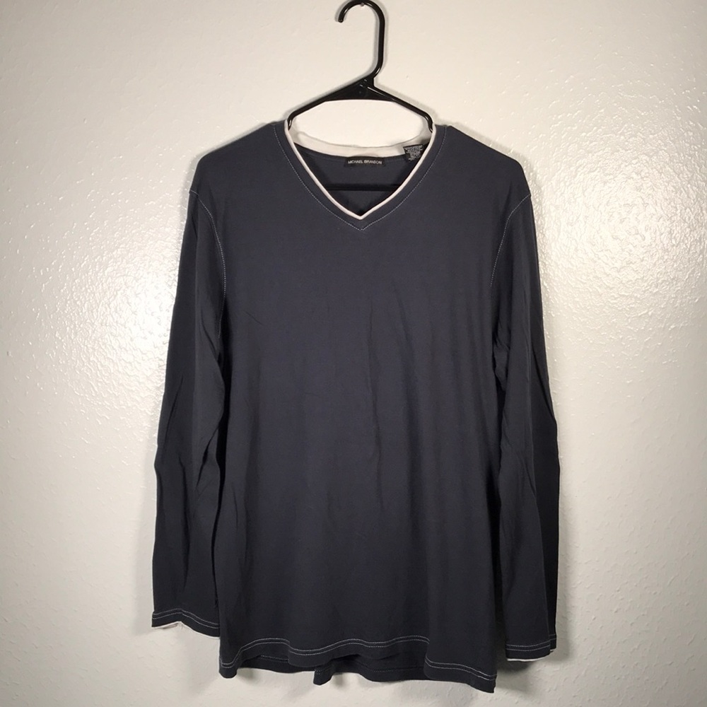Vintage Navy Long-sleeve V-neck